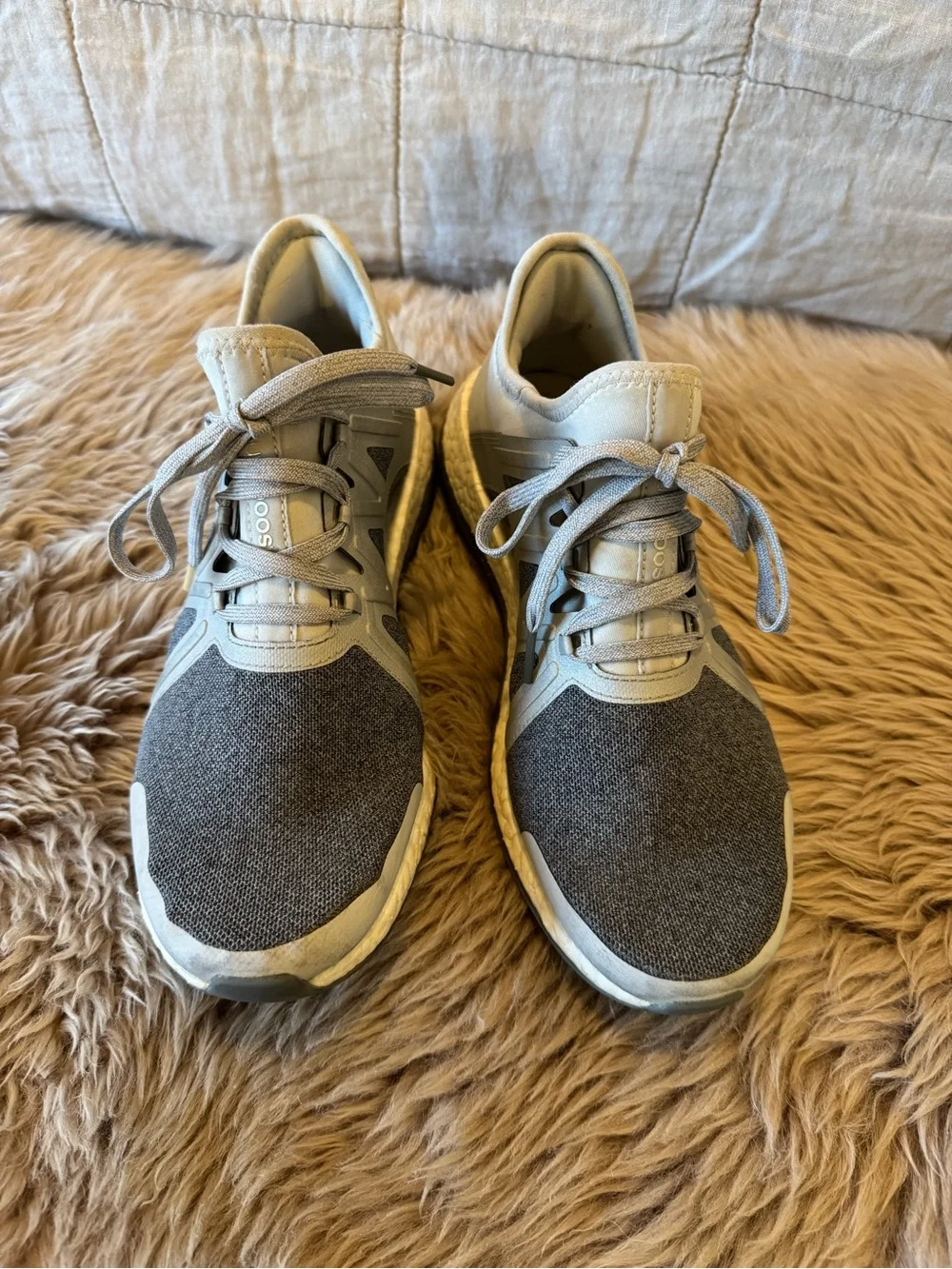 adidas Light Gray and Charcoal Knit Sneakers Size 8